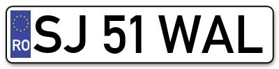 Placuta inmatriculare numar auto  SJ-51-WAL, SJ 51 WAL, SJ51WAL