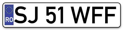 Placuta inmatriculare numar auto  SJ-51-WFF, SJ 51 WFF, SJ51WFF