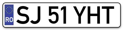 Placuta inmatriculare numar auto  SJ-51-YHT, SJ 51 YHT, SJ51YHT