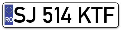 Placuta inmatriculare numar auto  SJ-514-KTF, SJ 514 KTF, SJ514KTF