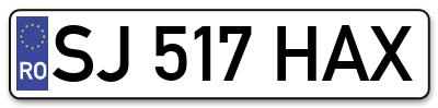 Placuta inmatriculare numar auto  SJ-517-HAX, SJ 517 HAX, SJ517HAX