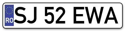 Placuta inmatriculare numar auto  SJ-52-EWA, SJ 52 EWA, SJ52EWA