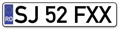 Placuta inmatriculare numar auto  SJ-52-FXX, SJ 52 FXX, SJ52FXX