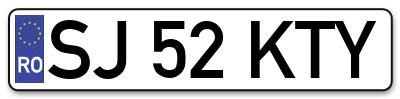 Placuta inmatriculare numar auto  SJ-52-KTY, SJ 52 KTY, SJ52KTY