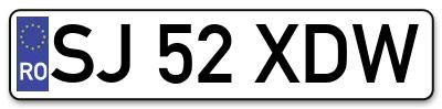 Placuta inmatriculare numar auto  SJ-52-XDW, SJ 52 XDW, SJ52XDW