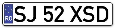Placuta inmatriculare numar auto  SJ-52-XSD, SJ 52 XSD, SJ52XSD