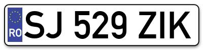 Placuta inmatriculare numar auto  SJ-529-ZIK, SJ 529 ZIK, SJ529ZIK