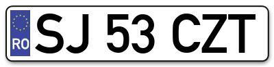 Placuta inmatriculare numar auto  SJ-53-CZT, SJ 53 CZT, SJ53CZT