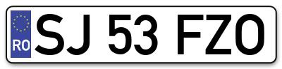 Placuta inmatriculare numar auto  SJ-53-FZO, SJ 53 FZO, SJ53FZO