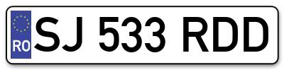 Placuta inmatriculare numar auto  SJ-533-RDD, SJ 533 RDD, SJ533RDD