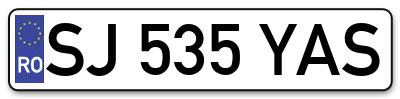 Placuta inmatriculare numar auto  SJ-535-YAS, SJ 535 YAS, SJ535YAS
