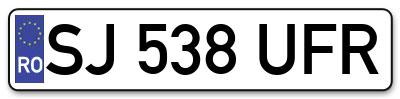 Placuta inmatriculare numar auto  SJ-538-UFR, SJ 538 UFR, SJ538UFR
