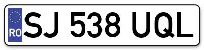 Placuta inmatriculare numar auto  SJ-538-UQL, SJ 538 UQL, SJ538UQL
