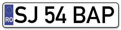 Placuta inmatriculare numar auto  SJ-54-BAP, SJ 54 BAP, SJ54BAP