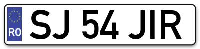 Placuta inmatriculare numar auto  SJ-54-JIR, SJ 54 JIR, SJ54JIR