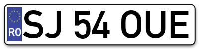Placuta inmatriculare numar auto  SJ-54-OUE, SJ 54 OUE, SJ54OUE