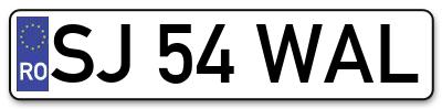 Placuta inmatriculare numar auto  SJ-54-WAL, SJ 54 WAL, SJ54WAL