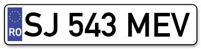 Placuta inmatriculare numar auto  SJ-543-MEV, SJ 543 MEV, SJ543MEV