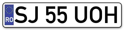 Placuta inmatriculare numar auto  SJ-55-UOH, SJ 55 UOH, SJ55UOH
