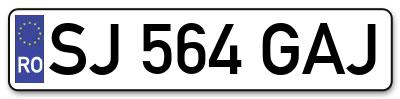 Placuta inmatriculare numar auto  SJ-564-GAJ, SJ 564 GAJ, SJ564GAJ