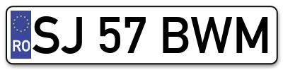 Placuta inmatriculare numar auto  SJ-57-BWM, SJ 57 BWM, SJ57BWM