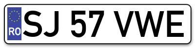 Placuta inmatriculare numar auto  SJ-57-VWE, SJ 57 VWE, SJ57VWE