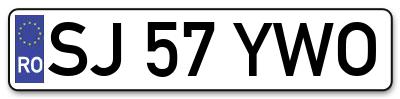 Placuta inmatriculare numar auto  SJ-57-YWO, SJ 57 YWO, SJ57YWO