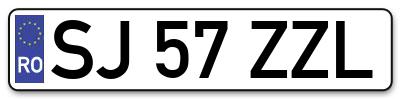 Placuta inmatriculare numar auto  SJ-57-ZZL, SJ 57 ZZL, SJ57ZZL