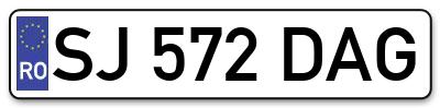Placuta inmatriculare numar auto  SJ-572-DAG, SJ 572 DAG, SJ572DAG