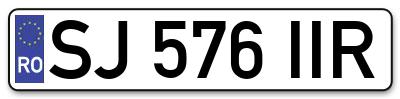Placuta inmatriculare numar auto  SJ-576-IIR, SJ 576 IIR, SJ576IIR