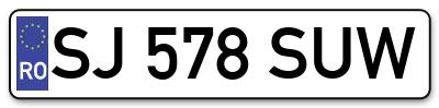 Placuta inmatriculare numar auto  SJ-578-SUW, SJ 578 SUW, SJ578SUW