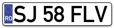 Placuta inmatriculare numar auto  SJ-58-FLV, SJ 58 FLV, SJ58FLV