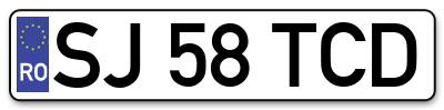 Placuta inmatriculare numar auto  SJ-58-TCD, SJ 58 TCD, SJ58TCD