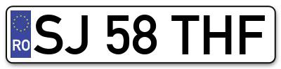 Placuta inmatriculare numar auto  SJ-58-THF, SJ 58 THF, SJ58THF