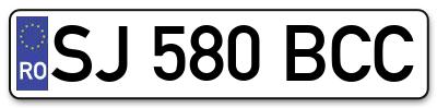 Placuta inmatriculare numar auto  SJ-580-BCC, SJ 580 BCC, SJ580BCC