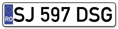 Placuta inmatriculare numar auto  SJ-597-DSG, SJ 597 DSG, SJ597DSG