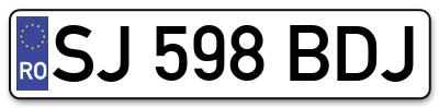 Placuta inmatriculare numar auto  SJ-598-BDJ, SJ 598 BDJ, SJ598BDJ