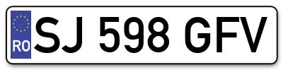 Placuta inmatriculare numar auto  SJ-598-GFV, SJ 598 GFV, SJ598GFV