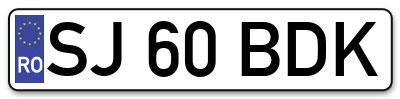 Placuta inmatriculare numar auto  SJ-60-BDK, SJ 60 BDK, SJ60BDK