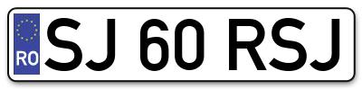 Placuta inmatriculare numar auto  SJ-60-RSJ, SJ 60 RSJ, SJ60RSJ