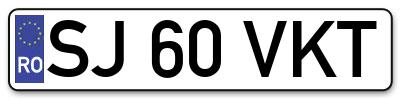 Placuta inmatriculare numar auto  SJ-60-VKT, SJ 60 VKT, SJ60VKT