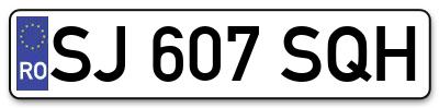 Placuta inmatriculare numar auto  SJ-607-SQH, SJ 607 SQH, SJ607SQH