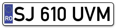 Placuta inmatriculare numar auto  SJ-610-UVM, SJ 610 UVM, SJ610UVM
