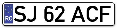 Placuta inmatriculare numar auto  SJ-62-ACF, SJ 62 ACF, SJ62ACF