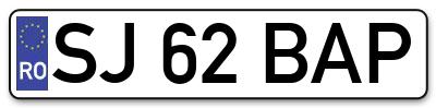 Placuta inmatriculare numar auto  SJ-62-BAP, SJ 62 BAP, SJ62BAP