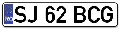 Placuta inmatriculare numar auto  SJ-62-BCG, SJ 62 BCG, SJ62BCG