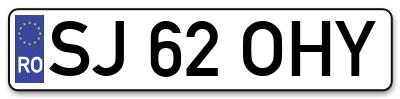 Placuta inmatriculare numar auto  SJ-62-OHY, SJ 62 OHY, SJ62OHY