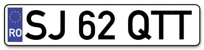 Placuta inmatriculare numar auto  SJ-62-QTT, SJ 62 QTT, SJ62QTT