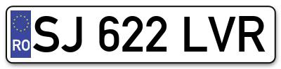 Placuta inmatriculare numar auto  SJ-622-LVR, SJ 622 LVR, SJ622LVR