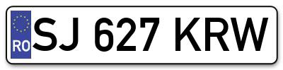 Placuta inmatriculare numar auto  SJ-627-KRW, SJ 627 KRW, SJ627KRW